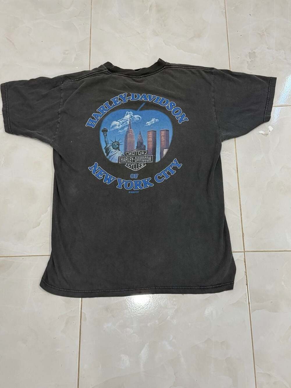 Vintage 2000 Harley-Davidson New York City Twin Towers Graphic T-Shirt LARGE